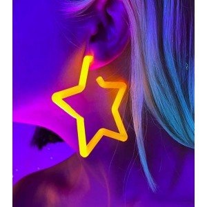 Rave dance concert performance Fluorescent star earrings for women girls music festival dress up carnival masquerade party UV violet lamp fluorescent stud earrings